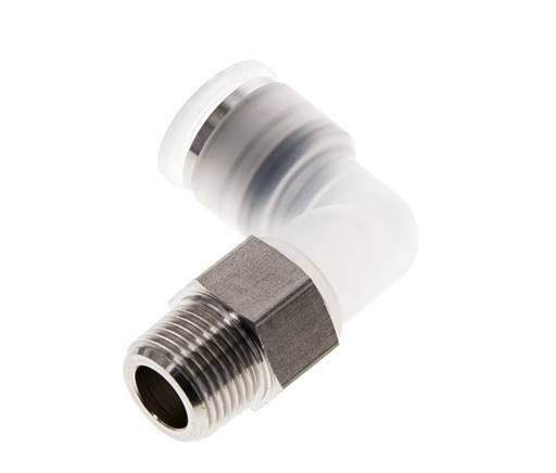 12mm x R3/8'' 90deg Elbow Push-in Fitting with Male Threads PA/Stainless Steel EPDM/PTFE Rotatable