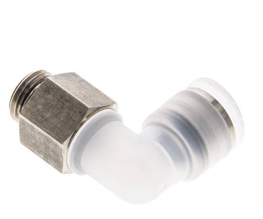 10mm x G1/4'' 90deg Elbow Push-in Fitting with Male Threads PA/Stainless Steel EPDM Rotatable