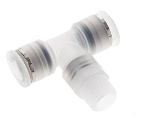 12mm x R3/8'' Inline Tee Push-in Fitting with Male Threads PA EPDM FDA Rotatable