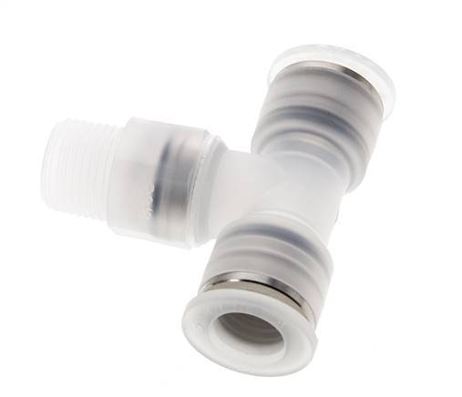 12mm x R3/8'' Inline Tee Push-in Fitting with Male Threads PA EPDM FDA Rotatable