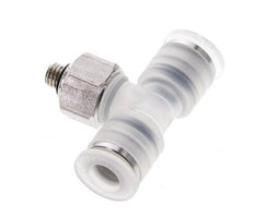 6mm x M 5 Inline Tee Push-in Fitting with Male Threads PA/Stainless Steel EPDM FDA Rotatable