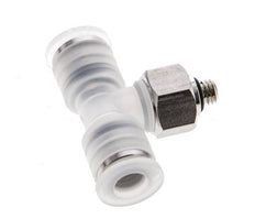 6mm x M 5 Inline Tee Push-in Fitting with Male Threads PA/Stainless Steel EPDM FDA Rotatable