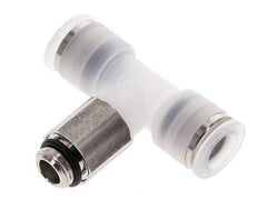 8mm x G1/8'' Inline Tee Push-in Fitting with Male Threads PA/Stainless Steel EPDM FDA Rotatable