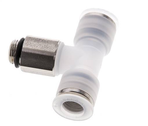 8mm x G1/8'' Inline Tee Push-in Fitting with Male Threads PA/Stainless Steel EPDM FDA Rotatable