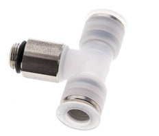 8mm x G1/8'' Inline Tee Push-in Fitting with Male Threads PA/Stainless Steel EPDM FDA Rotatable
