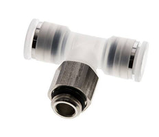 10mm x G1/4'' Inline Tee Push-in Fitting with Male Threads PA/Stainless Steel EPDM FDA Rotatable