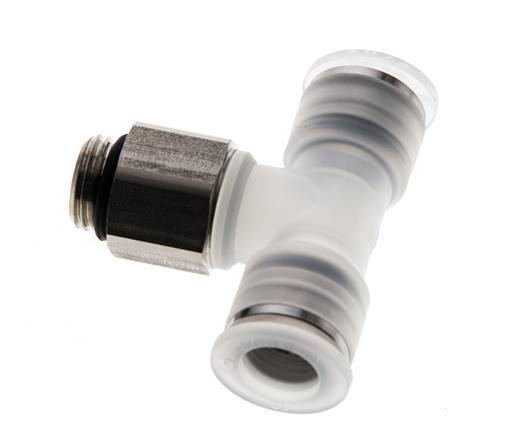 10mm x G1/4'' Inline Tee Push-in Fitting with Male Threads PA/Stainless Steel EPDM FDA Rotatable