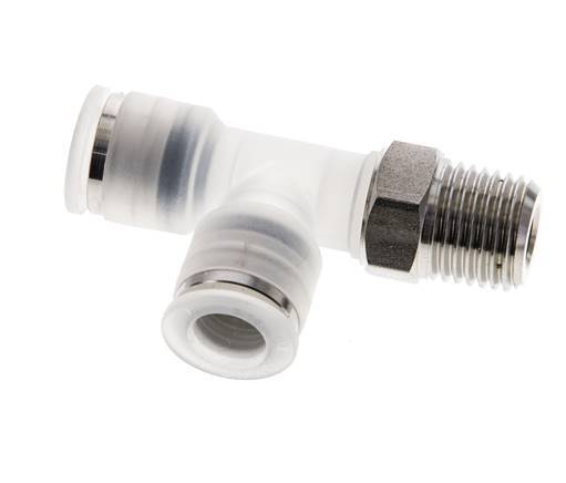 8mm x R1/4'' Right Angle Tee Push-in Fitting with Male Threads PA/Stainless Steel EPDM FDA Rotatable