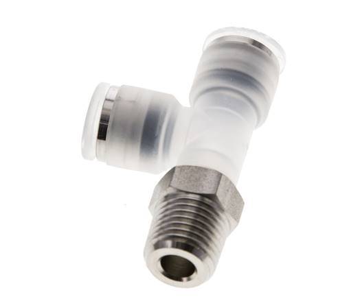 8mm x R1/4'' Right Angle Tee Push-in Fitting with Male Threads PA/Stainless Steel EPDM FDA Rotatable