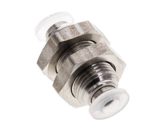4mm Push-in Fitting Stainless Steel/PA EPDM/PTFE Bulkhead
