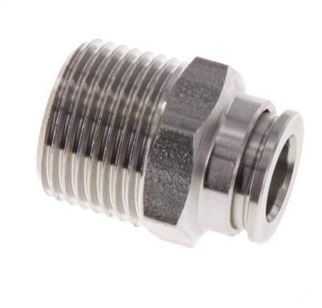 8mm x R3/8'' Push-in Fitting with Male Threads Stainless Steel FKM