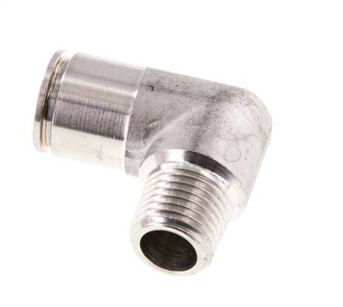 10mm x R1/4'' 90deg Elbow Push-in Fitting with Male Threads Stainless Steel FKM
