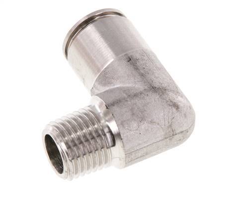 10mm x R1/4'' 90deg Elbow Push-in Fitting with Male Threads Stainless Steel FKM