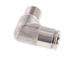 10mm x R1/4'' 90deg Elbow Push-in Fitting with Male Threads Stainless Steel FKM
