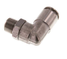 6mm x R1/8'' 90deg Elbow Push-in Fitting with Male Threads Stainless Steel FKM Rotatable