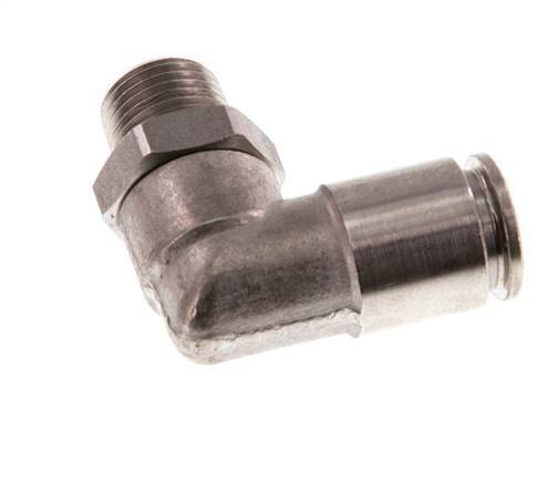 6mm x R1/8'' 90deg Elbow Push-in Fitting with Male Threads Stainless Steel FKM Rotatable