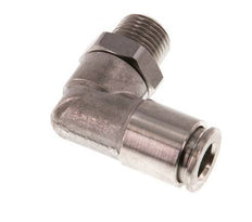 6mm x R1/8'' 90deg Elbow Push-in Fitting with Male Threads Stainless Steel FKM Rotatable