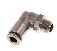 6mm x R1/8'' 90deg Elbow Push-in Fitting with Male Threads Stainless Steel FKM Rotatable
