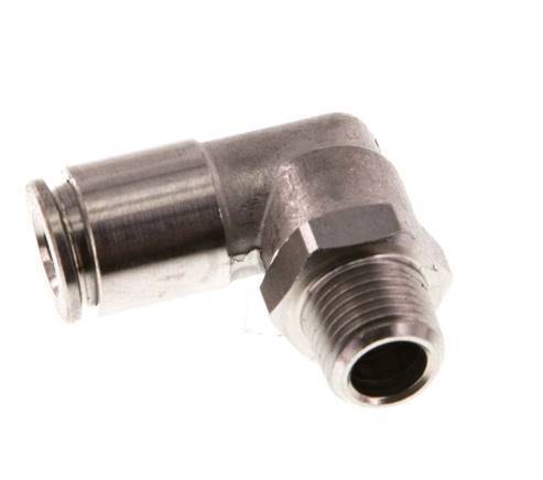6mm x R1/8'' 90deg Elbow Push-in Fitting with Male Threads Stainless Steel FKM Rotatable