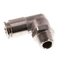 6mm x R1/8'' 90deg Elbow Push-in Fitting with Male Threads Stainless Steel FKM Rotatable