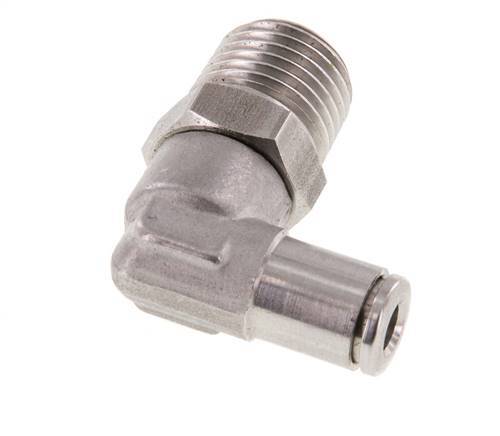 4mm x R1/4'' 90deg Elbow Push-in Fitting with Male Threads Stainless Steel FKM Rotatable