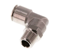 10mm x R1/4'' 90deg Elbow Push-in Fitting with Male Threads Stainless Steel FKM Rotatable