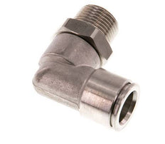 12mm x R3/8'' 90deg Elbow Push-in Fitting with Male Threads Stainless Steel FKM Rotatable