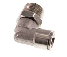 12mm x R1/2'' 90deg Elbow Push-in Fitting with Male Threads Stainless Steel FKM Rotatable