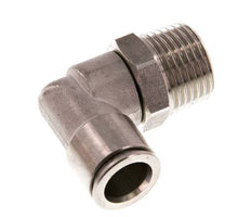 12mm x R1/2'' 90deg Elbow Push-in Fitting with Male Threads Stainless Steel FKM Rotatable