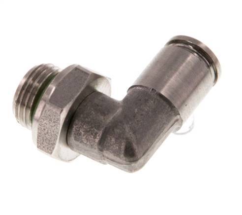4mm x G1/8'' 90deg Elbow Push-in Fitting with Male Threads Stainless Steel FKM Rotatable