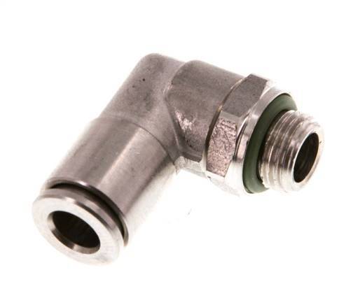 6mm x G1/8'' 90deg Elbow Push-in Fitting with Male Threads Stainless Steel FKM Rotatable