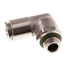 6mm x G1/8'' 90deg Elbow Push-in Fitting with Male Threads Stainless Steel FKM Rotatable