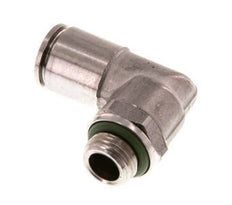6mm x G1/8'' 90deg Elbow Push-in Fitting with Male Threads Stainless Steel FKM Rotatable