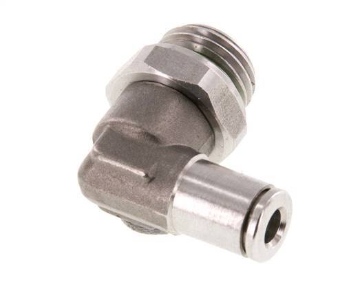 4mm x G1/4'' 90deg Elbow Push-in Fitting with Male Threads Stainless Steel FKM Rotatable
