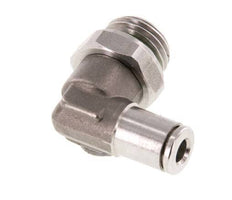4mm x G1/4'' 90deg Elbow Push-in Fitting with Male Threads Stainless Steel FKM Rotatable