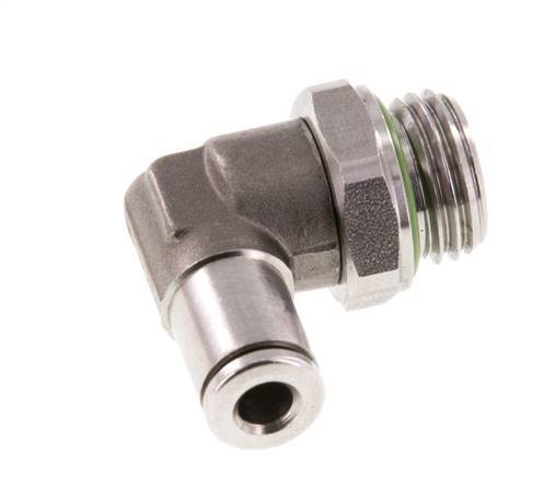 4mm x G1/4'' 90deg Elbow Push-in Fitting with Male Threads Stainless Steel FKM Rotatable