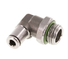 4mm x G1/4'' 90deg Elbow Push-in Fitting with Male Threads Stainless Steel FKM Rotatable