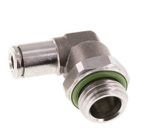 4mm x G1/4'' 90deg Elbow Push-in Fitting with Male Threads Stainless Steel FKM Rotatable
