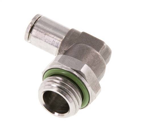 4mm x G1/4'' 90deg Elbow Push-in Fitting with Male Threads Stainless Steel FKM Rotatable