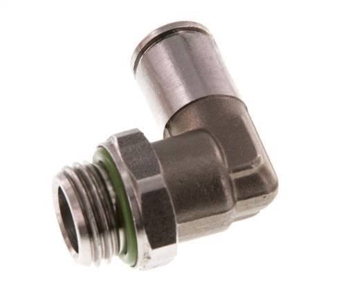 6mm x G1/4'' 90deg Elbow Push-in Fitting with Male Threads Stainless Steel FKM Rotatable