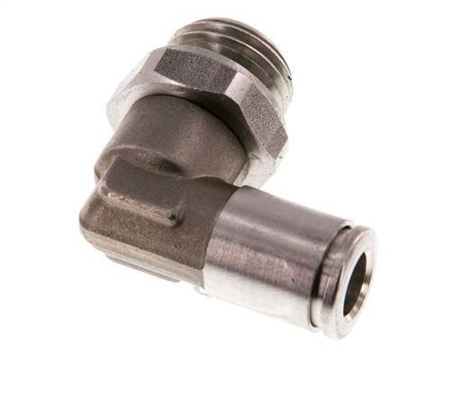 6mm x G1/4'' 90deg Elbow Push-in Fitting with Male Threads Stainless Steel FKM Rotatable