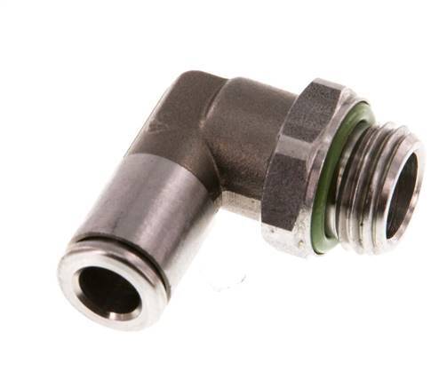 6mm x G1/4'' 90deg Elbow Push-in Fitting with Male Threads Stainless Steel FKM Rotatable