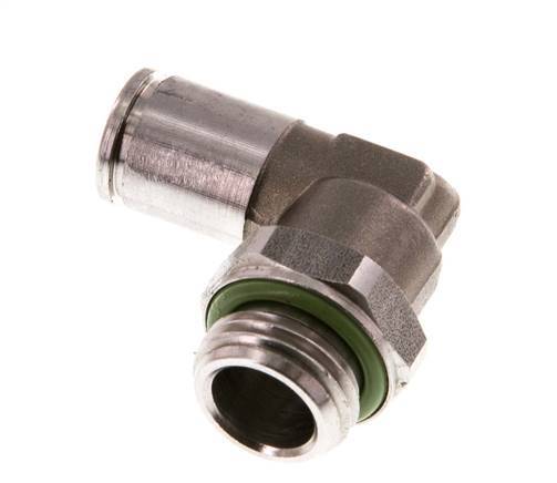 6mm x G1/4'' 90deg Elbow Push-in Fitting with Male Threads Stainless Steel FKM Rotatable