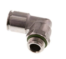 10mm x G1/4'' 90deg Elbow Push-in Fitting with Male Threads Stainless Steel FKM Rotatable