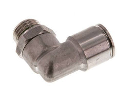 10mm x G1/4'' 90deg Elbow Push-in Fitting with Male Threads Stainless Steel FKM Rotatable