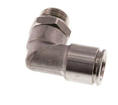 10mm x G1/4'' 90deg Elbow Push-in Fitting with Male Threads Stainless Steel FKM Rotatable