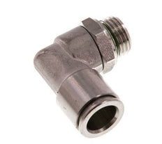 10mm x G1/4'' 90deg Elbow Push-in Fitting with Male Threads Stainless Steel FKM Rotatable