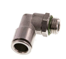10mm x G1/4'' 90deg Elbow Push-in Fitting with Male Threads Stainless Steel FKM Rotatable
