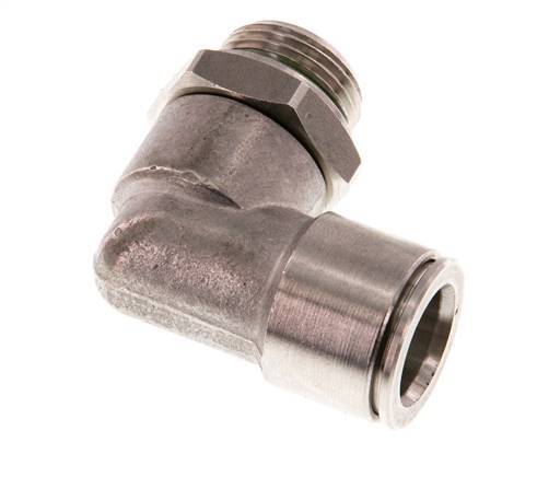 12mm x G3/8'' 90deg Elbow Push-in Fitting with Male Threads Stainless Steel FKM Rotatable