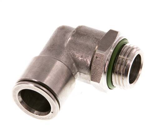 12mm x G3/8'' 90deg Elbow Push-in Fitting with Male Threads Stainless Steel FKM Rotatable